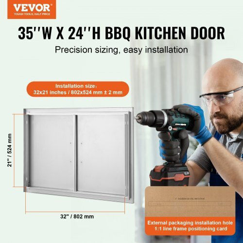 Vevor BBQ Door 889x610 mm Double Stainless Steel Outdoor Kitchen