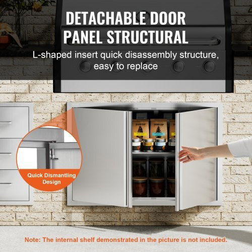 BBQ Door Vevor 914x610 mm Stainless Steel Double Outdoor Kitchen Door