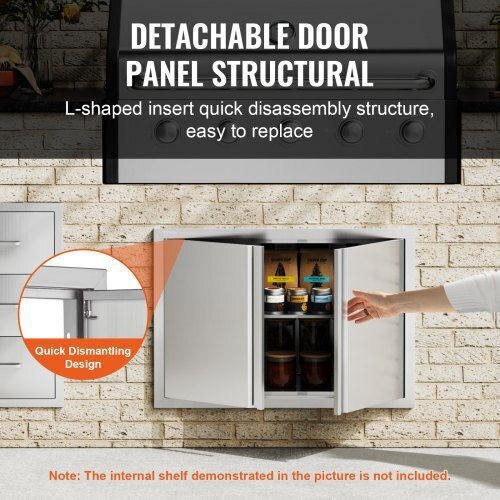 BBQ Door Vevor 774x532 mm Stainless Steel Double Outdoor Kitchen Door Smabscjmys30bvnbsv0