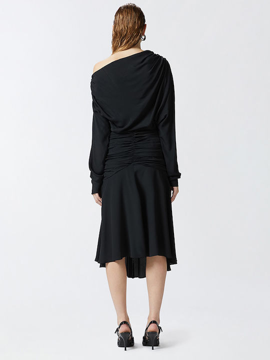 Pinko Midi Dress Draped Black