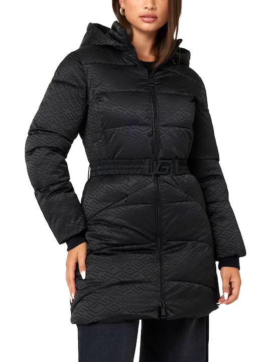 Lang Damen Puffer Jacke für Winter Black