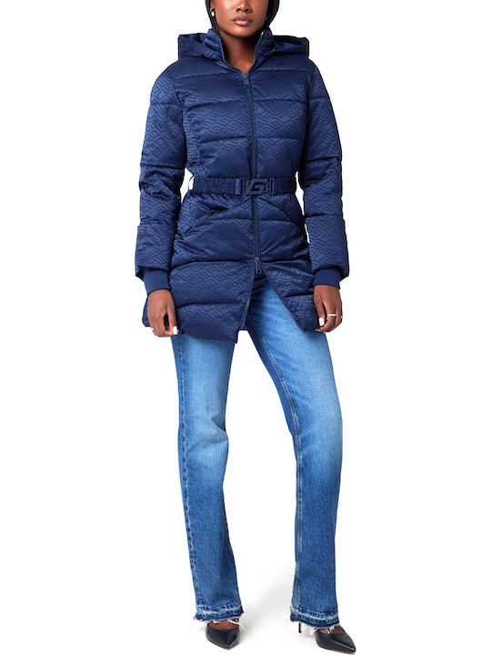 Women's Long Puffer Jacket for Winter Blue