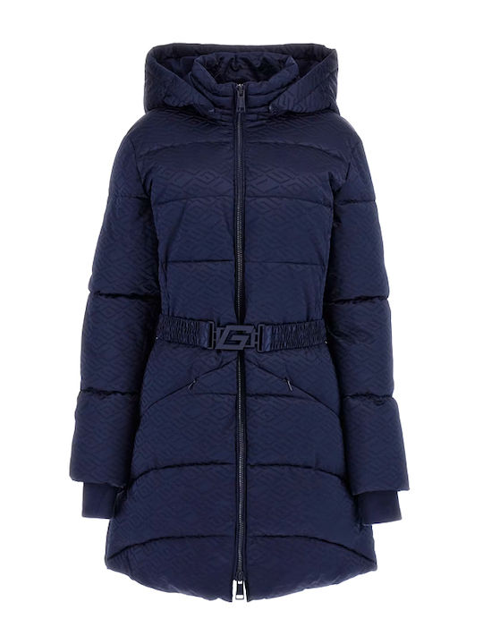 Women's Long Puffer Jacket for Winter Blue