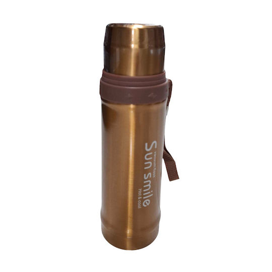 Sticlă Termos Oțel inoxidabil / Plastic 600ml Auriu cu Cap-Cup