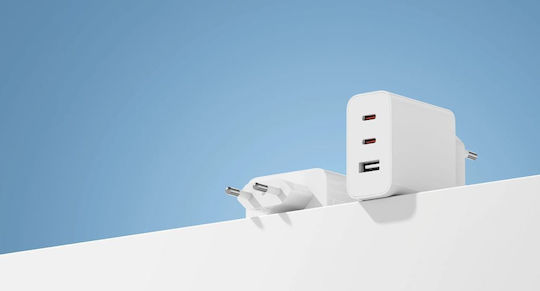 Xiaomi Charger Without Cable GaN with USB-A Port and 2 USB-C Ports 67W Whites (2C1A)