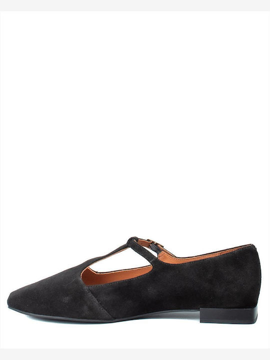 Lederne Damen Ballerinas in Schwarz Farbe
