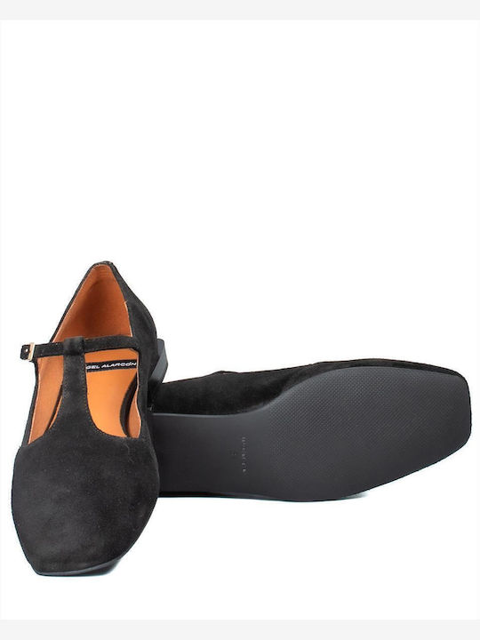Lederne Damen Ballerinas in Schwarz Farbe