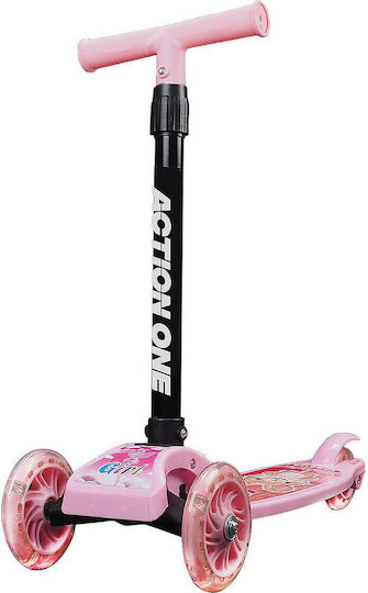 Action One Kinder 3-Rad Klappbarer Roller Funride Pink