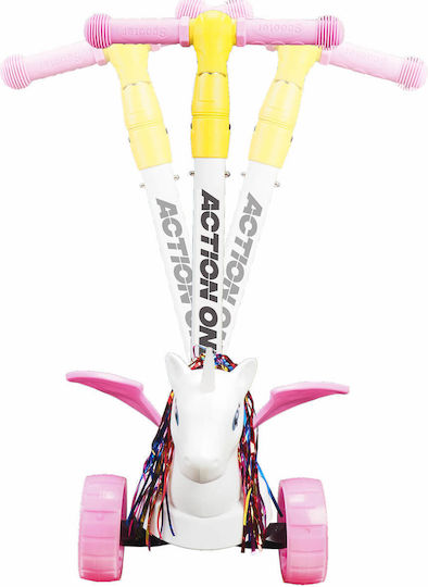 Action One Kids 3-Wheel Foldable Scooter Flying Unicorn Pink