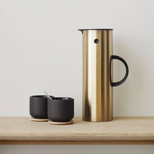 Stelton EM77 Thermos Bottle Jug Stainless Steel BPA Free 1L Brushed Brass