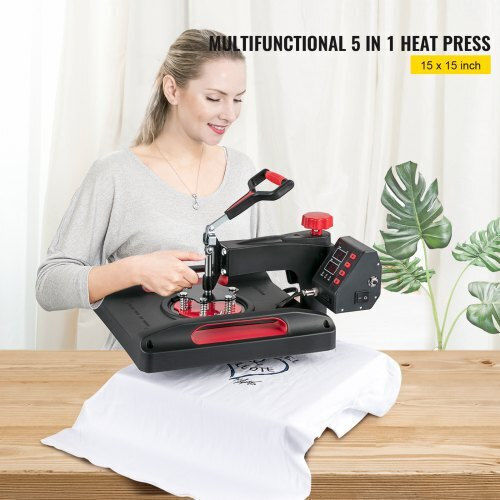 Vevor Heat Transfer Machine 15x15 360° Rotation 5 in 1 Red Tjwyxkhsp8038qxq4v2