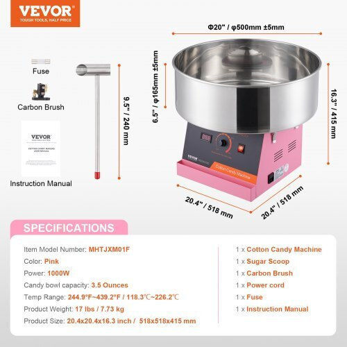 Vevor Commercial Cotton Candy Machine 1000W