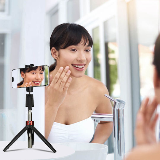 Ausziehbarer Selfie-Stick Bluetooth Drahtlos Smartphone Drehbares Stativ Schwarz