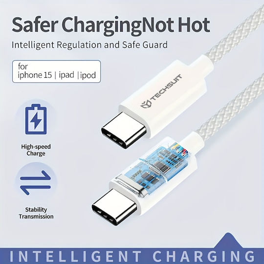 Techsuit Pcb114d USB 2.0 Cable USB-C male - USB-C 60W PD Μαύρο 1m