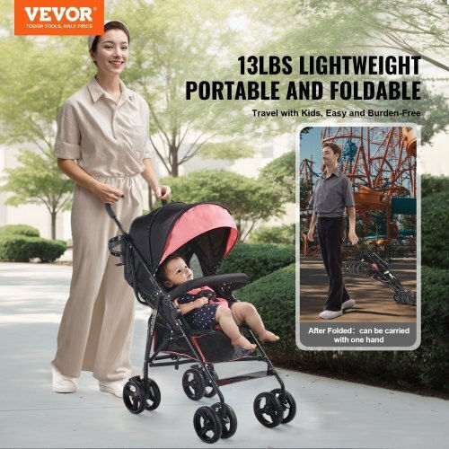 Vevor Umbrella Stroller Black/Fuchsia 14.97kg