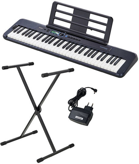 Casio Keyboard Ct-s300 with 61 Dynamic Keys with Stand and Music Stand Black