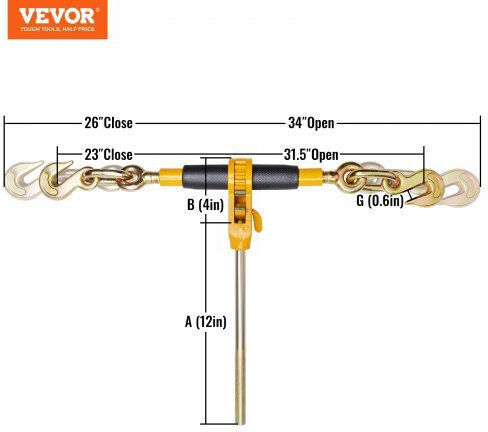Vevor Chain Binder 3/8"-1/2" 12000 Lbs 4pcs Jlljqbjhts381dukfv0