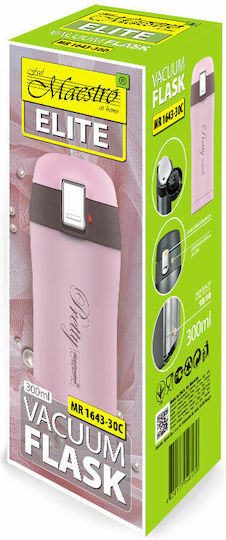 Maestro MR-1643 Glass Thermos Stainless Steel 300ml Pink with Mouthpiece