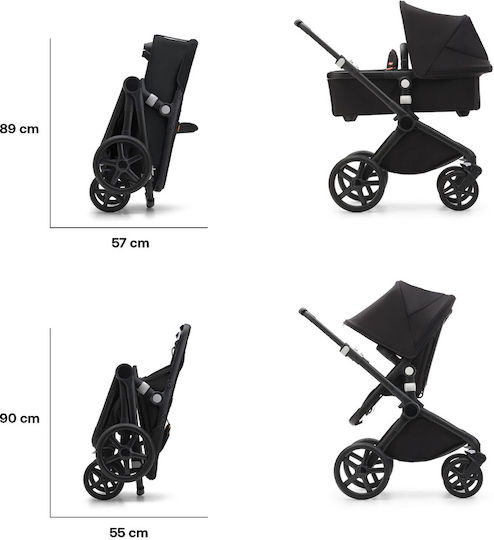 Bugaboo Fox Cub Ρυθμιζόμενο Καρότσι 2 σε 1 Kατάλληλο για Nεογέννητο Black/Midnight Black 9.6kg