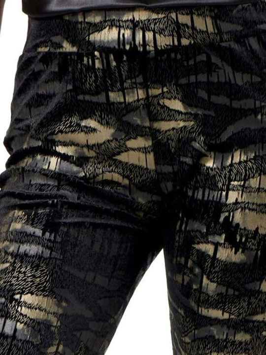 Dama Tesatura Pantaloni cu Elastic Leopard Negru
