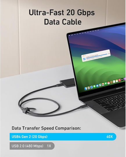 Anker USB 4 Cable USB-C male - USB-C 240W PD Μαύρο 0.9m A80N1H11