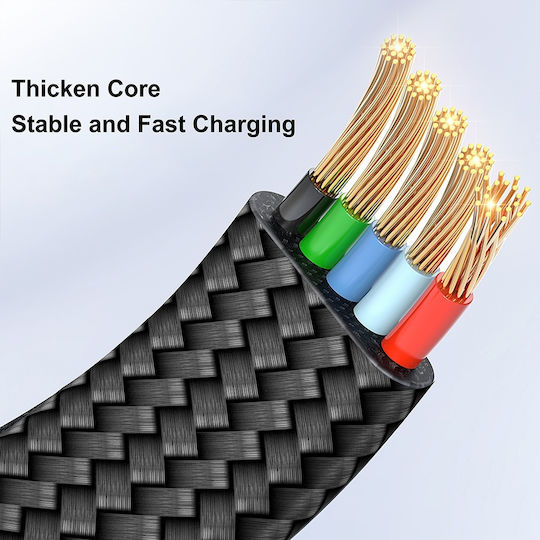 Lito Winkel (90°) / Geflochten USB 2.0 Kabel USB-C männlich - USB-A 18W Gold 1m