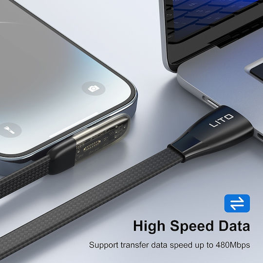Lito Geflochten USB 2.0 Kabel USB-C männlich - USB-C 60W Gold 1m