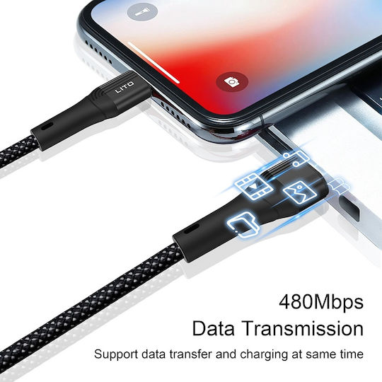 Lito Редовна USB 2.0 Кабел USB-C мъжки - USB-C мъжки 60W Черен 1м