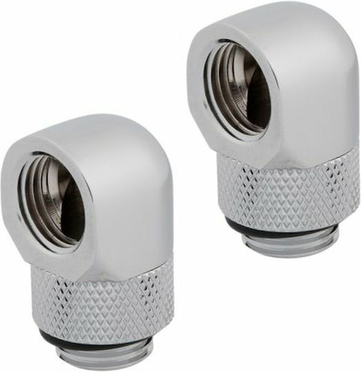Corsair Hydro X Series 90° Rotary Adapter Twin Pack Fittings Ασημί