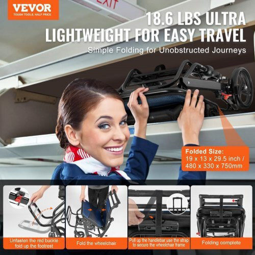 Vevor Wheelchair 15.75" Folding 40cm FWYSLYLHJ157O4N02V0 Black