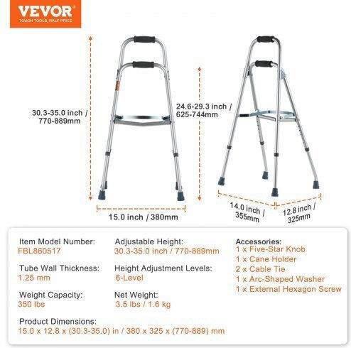 Vevor Foldable Aluminum Walker