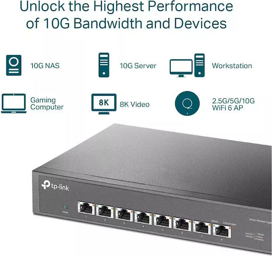 TP-LINK TL-SX1008 v3 Unverwaltet L2 Switch mit 8 Ports Gigabit (10Gbps) Ethernet