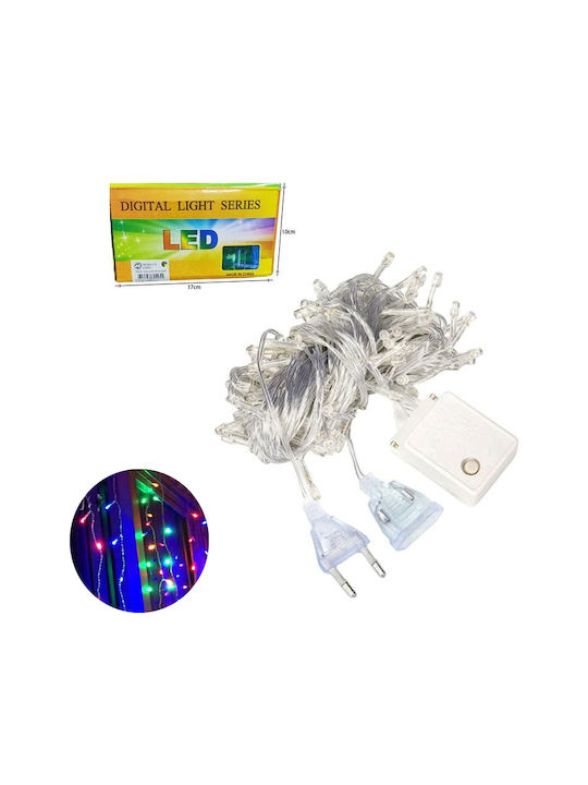 Weihnachtsvorhanglichter LED Mehrfarbig RGB Transparentes Kabel 240L 3m x 2m Weihnachtslichter