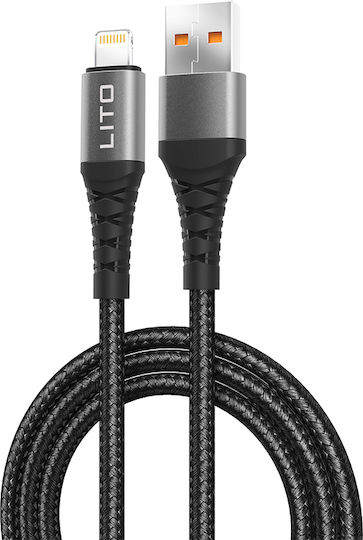Lito USB-A to Lightning Cable 18W Μαύρο 1m