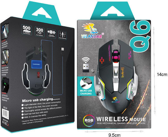 Yelandar Q6 Ασύρματο RGB Gaming Ποντίκι Μαύρο