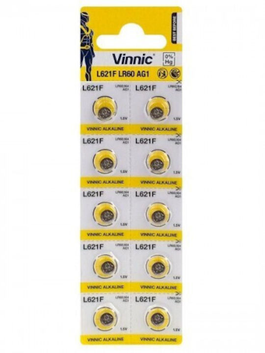 Vinnic AG/L621F Αλκαλική Μπαταρία Ρολογιών LR60 1.5V 1τμχ