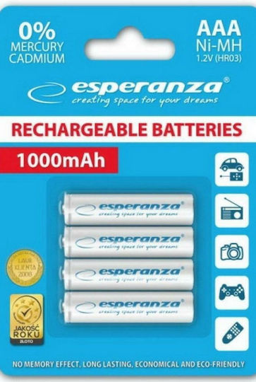 Esperanza AAA 1000mAh EZA102W (4τμχ)