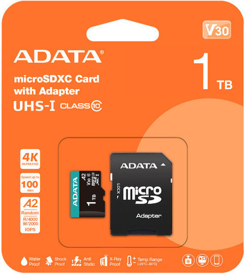Adata SDXC 1TB U3 V30 A2 UHS-I 100MB/s с адаптер