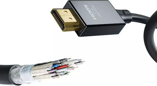 Inakustik HDMI 2.1 Ultra High Speed 48Gbps 4K 120Hz HDR VRR Cable HDMI male - HDMI male 1m Μαύρο