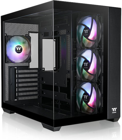 View 380 TG ARGB Gaming Midi Tower Computer Case with Side Window Black