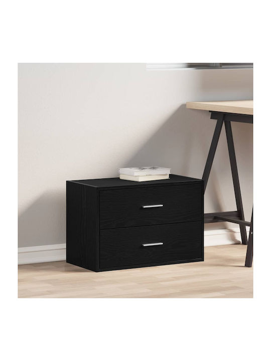 Vidaxl Cabinet 2 Drawers Black Oak 60x31x40cm Wooden Construction 1 Piece Black