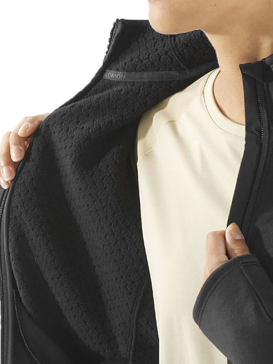 Fleece Jachetă de damă cu Fermoar în Negru Culoare