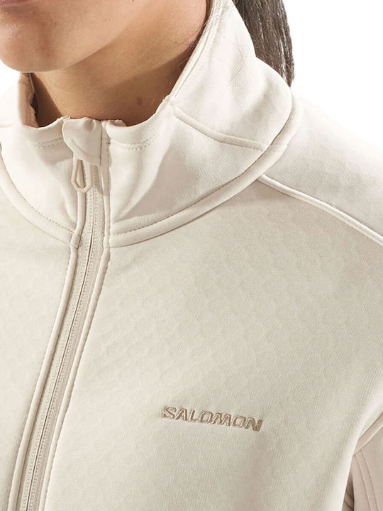 Essential Fleece Γυναικεία Ζακέτα με Φερμουάρ σε Εκρού Χρώμα