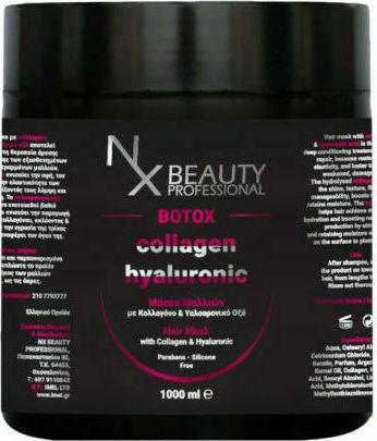 NX Beauty Professional Botox Collagen Hyaluronic Μάσκα Μαλλιών για Επανόρθωση με Υαλουρονικό Οξύ 1000ml
