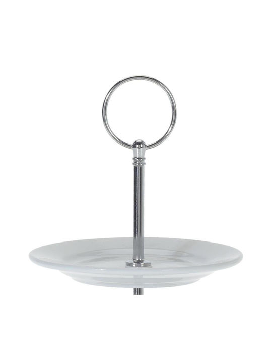 JK Home Decoration Porcelain Dessert Tower Stand with 2 Tiers White Ø21cm