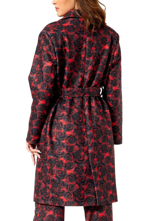 Damen Rot Mantel mit Gürtel
