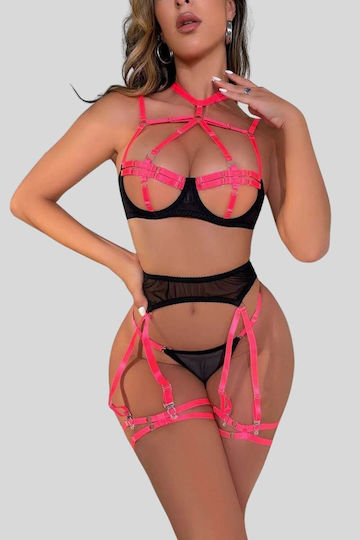 Senses Sexy Σετ Εσωρούχων με Ζαρτιέρες Μαύρο