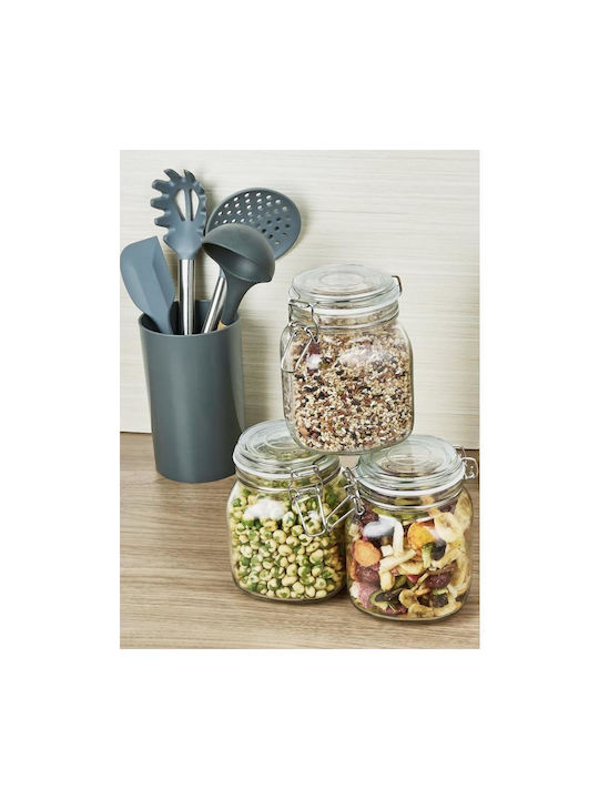 Viosarp Vase General Use with Airtight Lid Glass Transparent 1000ml