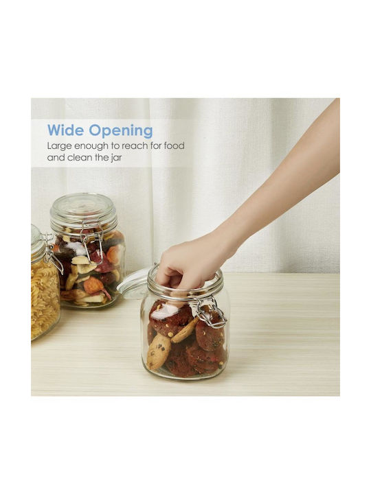 Viosarp Vase General Use with Airtight Lid Glass Transparent 1000ml