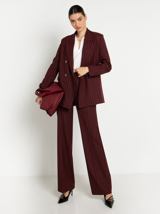 Toi&Moi Women's Double Breasted Blazer Burgundy